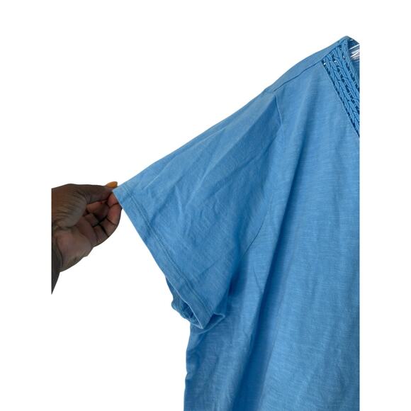 Talbots Plus Shirt Blue‎ Basic Short Sleeve Soft V-Neck Knit Collar Size 2X - Picture 7 of 13